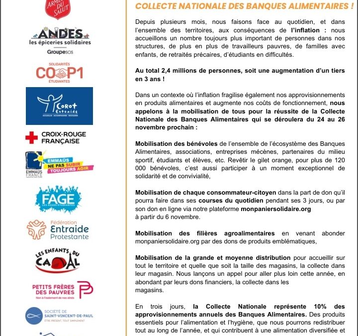 Tribune des Banques Alimentaires et autres partenaires ( Novembre 2023).